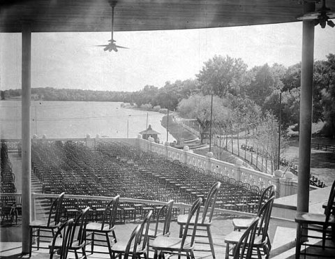 View from the bandstand on top of the Lake Harriet Pavlion in 1905. (Minnesota Historical Society)