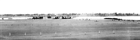 The new playing fields and bath house at Lake Nokomis. Construction of the bath house was completed in 1920, not long before this photo was taken. The barren landscape -- on both sides of the lake -- is surprising. This is one of many park board photos that may become available to the public in the near future through the Minnesota Digital Library. (Minneapolis Park and Recreation Board.)